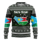South Sudan Christmas Ugly Christmas Sweater National Map Flag Colors and Sleeping Rhino Motif - African Pride
