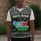 South Sudan Christmas Knitted V-Neck Vest National Map Flag Colors and Sleeping Rhino Motif - African Pride