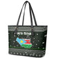 South Sudan Christmas Leather Tote Bag National Map Flag Colors and Sleeping Rhino Motif - African Pride
