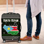 South Sudan Christmas Luggage Cover National Map Flag Colors and Sleeping Rhino Motif - African Pride