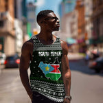South Sudan Christmas Men Tank Top National Map Flag Colors and Sleeping Rhino Motif - African Pride