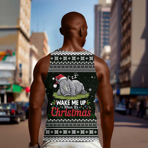 South Sudan Christmas Men Tank Top National Map Flag Colors and Sleeping Rhino Motif - African Pride