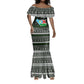 South Sudan Christmas Mermaid Dress National Map Flag Colors and Sleeping Rhino Motif - African Pride