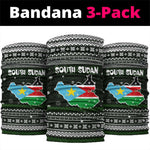 South Sudan Christmas Neck Gaiter National Map Flag Colors and Sleeping Rhino Motif - African Pride