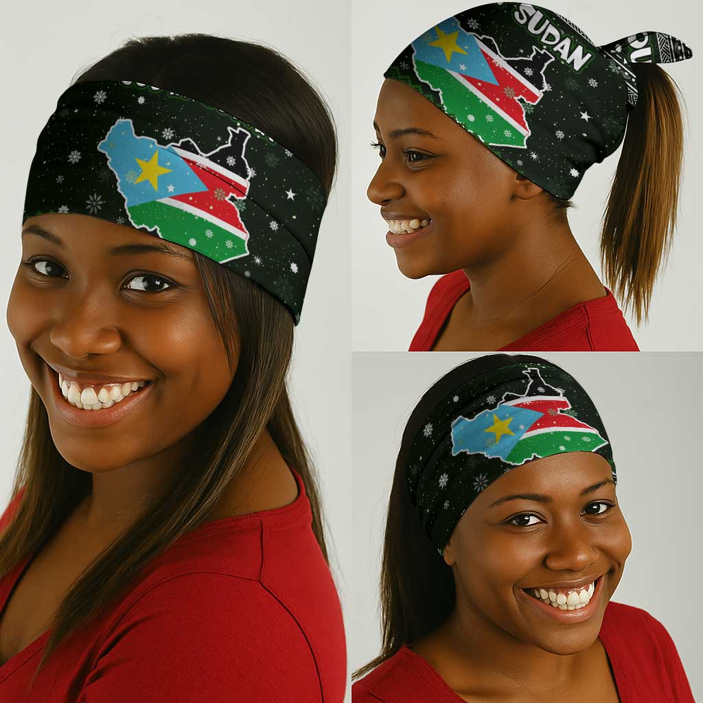 South Sudan Christmas Neck Gaiter National Map Flag Colors and Sleeping Rhino Motif - African Pride