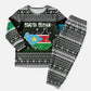 South Sudan Christmas Pajama Set National Map Flag Colors and Sleeping Rhino Motif - African Pride