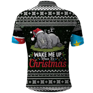 South Sudan Christmas Polo Shirt National Map Flag Colors and Sleeping Rhino Motif - African Pride