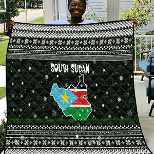 South Sudan Christmas Quilt National Map Flag Colors and Sleeping Rhino Motif - African Pride