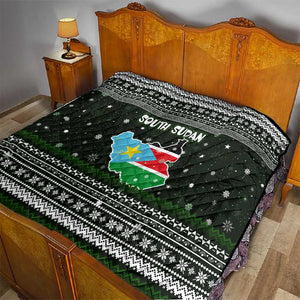 South Sudan Christmas Quilt National Map Flag Colors and Sleeping Rhino Motif - African Pride