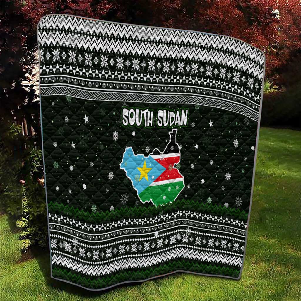South Sudan Christmas Quilt National Map Flag Colors and Sleeping Rhino Motif - African Pride
