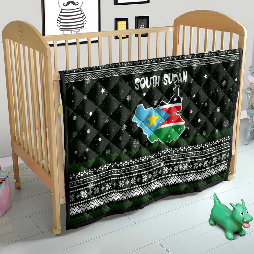 South Sudan Christmas Quilt National Map Flag Colors and Sleeping Rhino Motif - African Pride