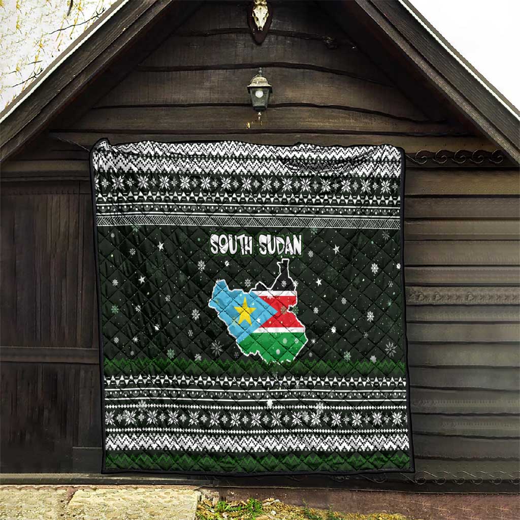 South Sudan Christmas Quilt National Map Flag Colors and Sleeping Rhino Motif - African Pride