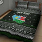 South Sudan Christmas Quilt Bed Set National Map Flag Colors and Sleeping Rhino Motif - African Pride