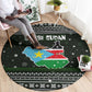 South Sudan Christmas Round Carpet National Map Flag Colors and Sleeping Rhino Motif - African Pride