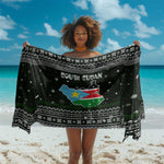South Sudan Christmas Sarong National Map Flag Colors and Sleeping Rhino Motif - African Pride