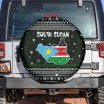South Sudan Christmas Spare Tire Cover National Map Flag Colors and Sleeping Rhino Motif - African Pride