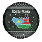 South Sudan Christmas Spare Tire Cover National Map Flag Colors and Sleeping Rhino Motif - African Pride