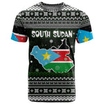 South Sudan Christmas T shirt National Map Flag Colors and Sleeping Rhino Motif - African Pride