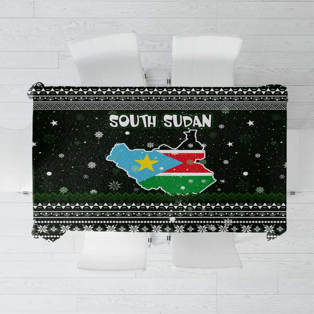 South Sudan Christmas Tablecloth National Map Flag Colors and Sleeping Rhino Motif - African Pride