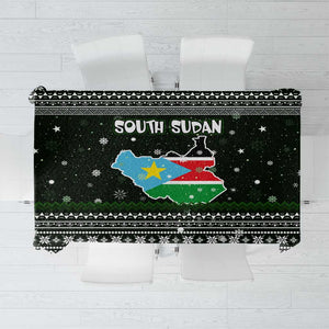 South Sudan Christmas Tablecloth National Map Flag Colors and Sleeping Rhino Motif - African Pride