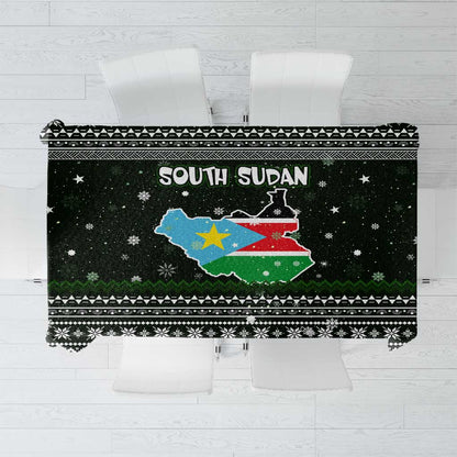 South Sudan Christmas Tablecloth National Map Flag Colors and Sleeping Rhino Motif - African Pride