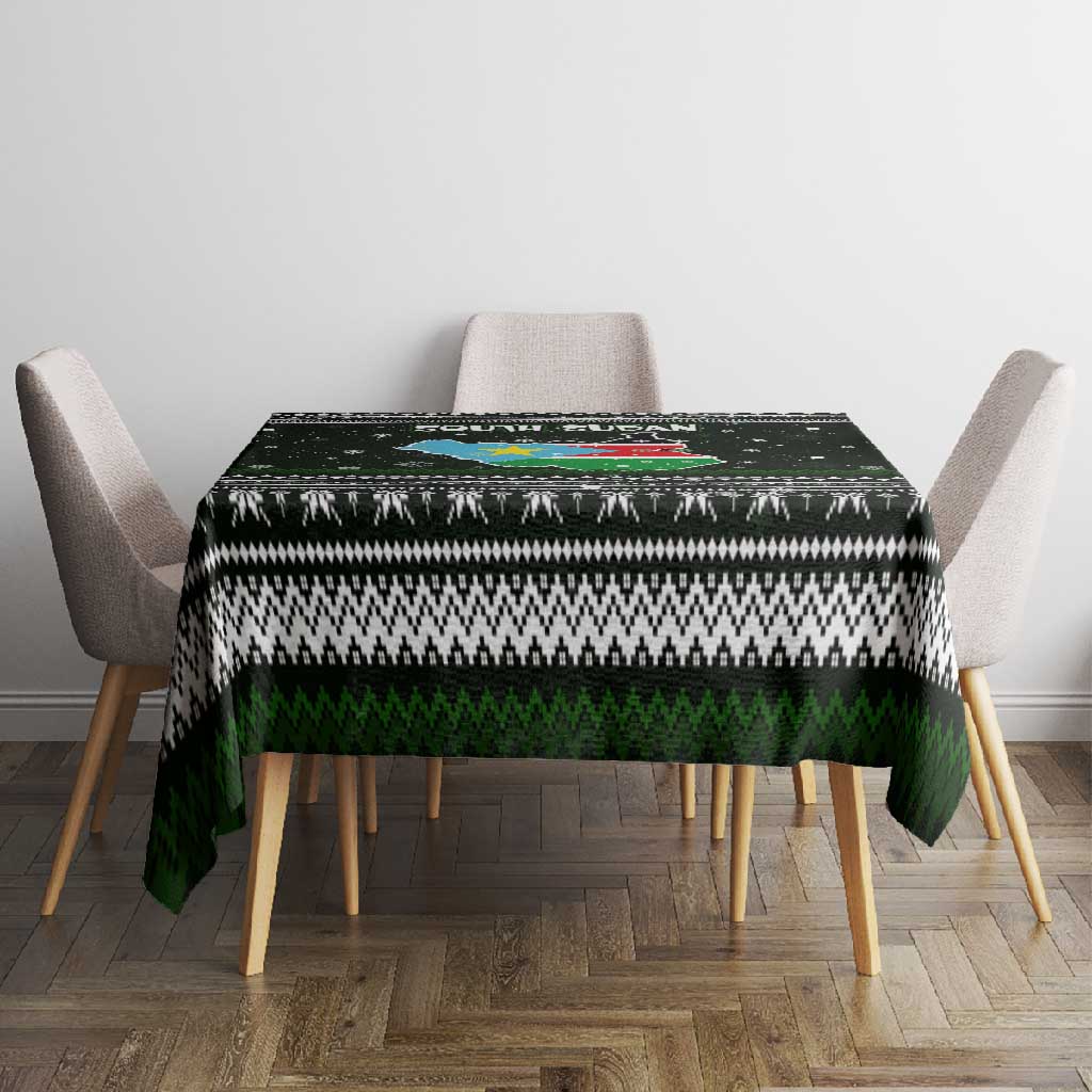 South Sudan Christmas Tablecloth National Map Flag Colors and Sleeping Rhino Motif - African Pride