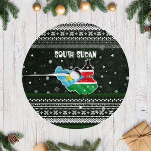 South Sudan Christmas Tree Skirt National Map Flag Colors and Sleeping Rhino Motif - African Pride
