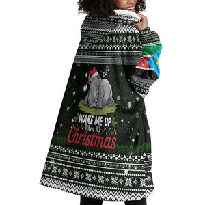 South Sudan Christmas Wearable Blanket Hoodie National Map Flag Colors and Sleeping Rhino Motif - African Pride