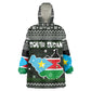 South Sudan Christmas Wearable Blanket Hoodie National Map Flag Colors and Sleeping Rhino Motif - African Pride