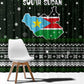 South Sudan Christmas Window Curtain National Map Flag Colors and Sleeping Rhino Motif - African Pride