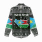 South Sudan Christmas Women Casual Shirt National Map Flag Colors and Sleeping Rhino Motif - African Pride