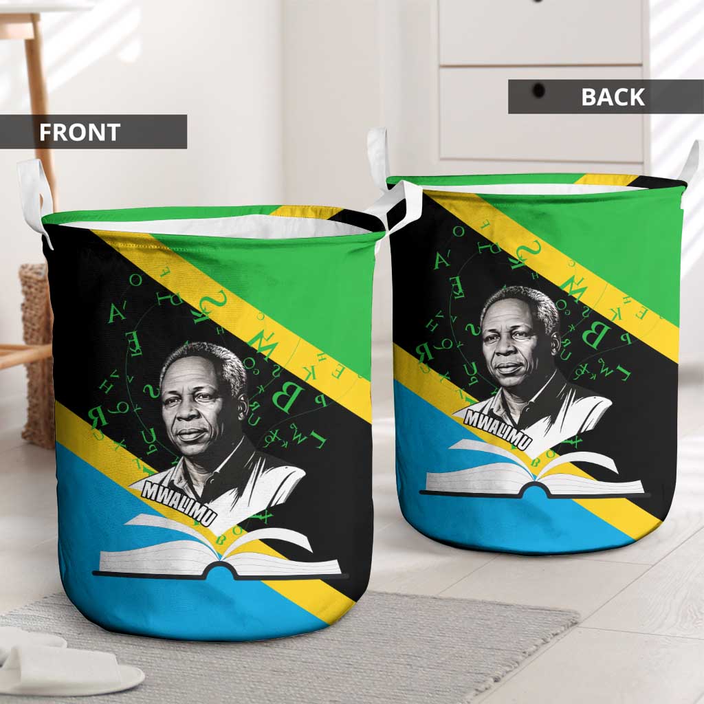 Julius Nyerere Laundry Basket Education is a Way of Fighting Poverty Quote and Tanzanian Flag Alphabet - African Pride