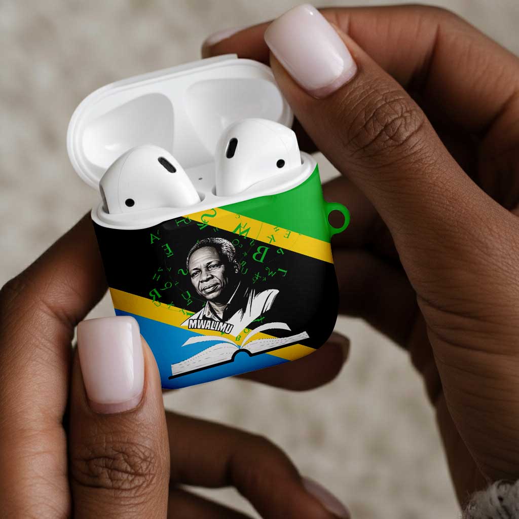 Julius Nyerere AirPods Case Education is a Way of Fighting Poverty Quote and Tanzanian Flag Alphabet - African Pride
