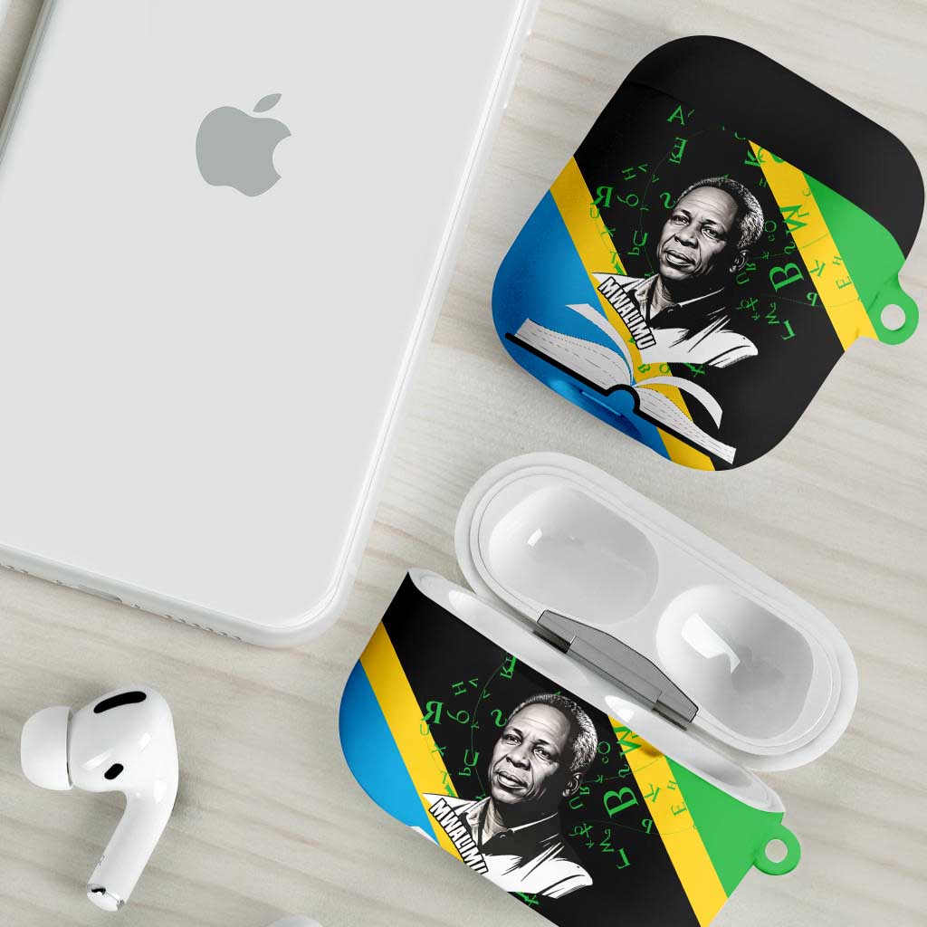 Julius Nyerere AirPods Case Education is a Way of Fighting Poverty Quote and Tanzanian Flag Alphabet - African Pride