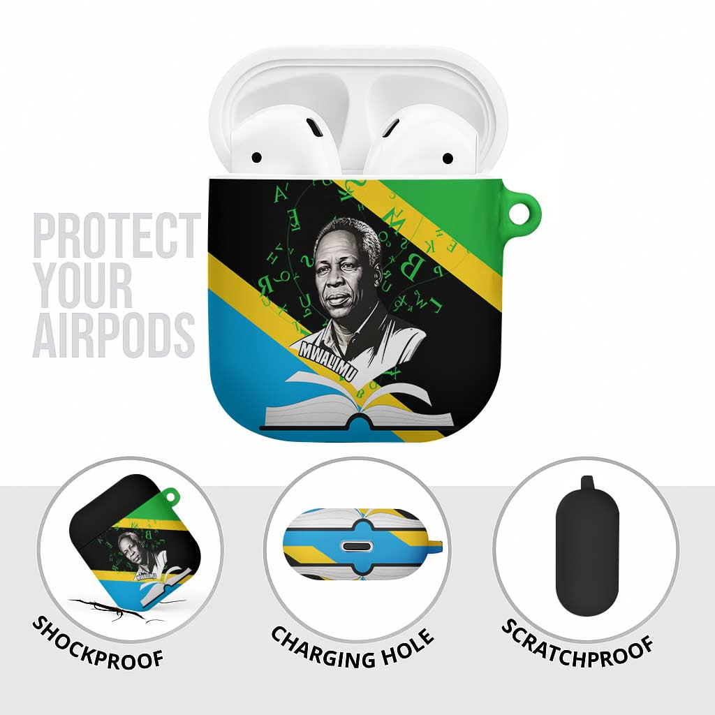 Julius Nyerere AirPods Case Education is a Way of Fighting Poverty Quote and Tanzanian Flag Alphabet - African Pride