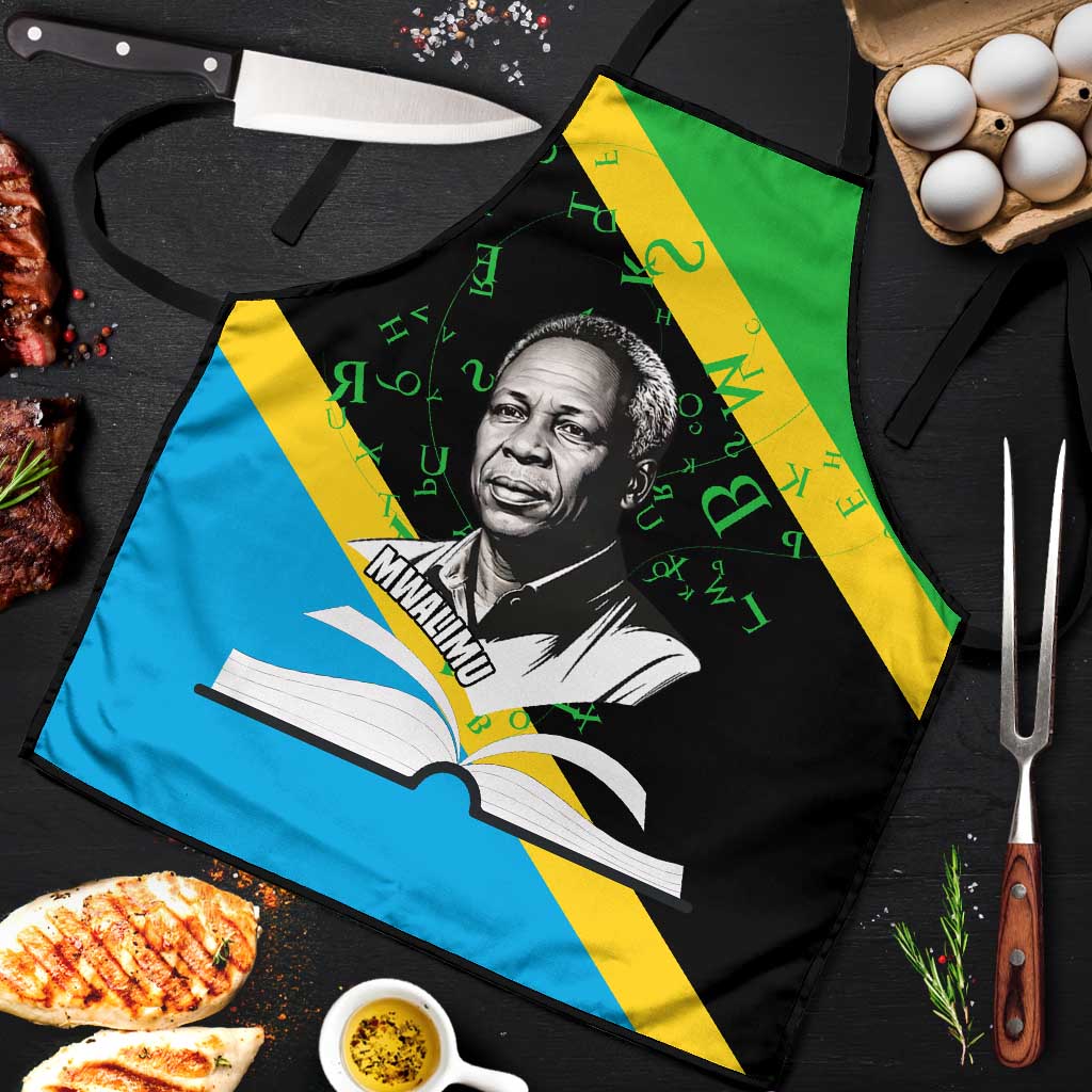 Julius Nyerere Apron Education is a Way of Fighting Poverty Quote and Tanzanian Flag Alphabet - African Pride