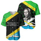 Julius Nyerere Baseball Jersey Education is a Way of Fighting Poverty Quote and Tanzanian Flag Alphabet - African Pride