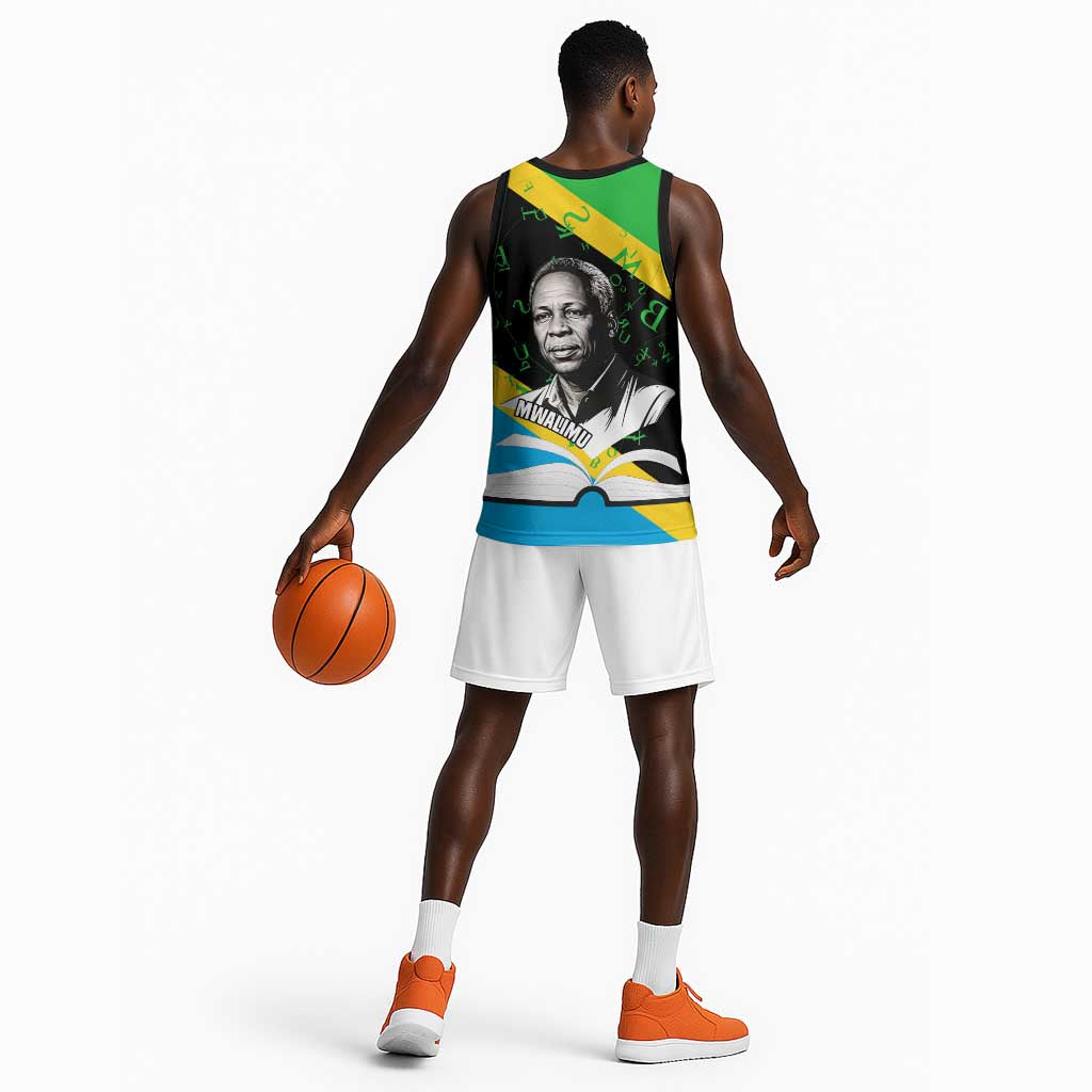 Julius Nyerere Basketball Jersey Education is a Way of Fighting Poverty Quote and Tanzanian Flag Alphabet - African Pride