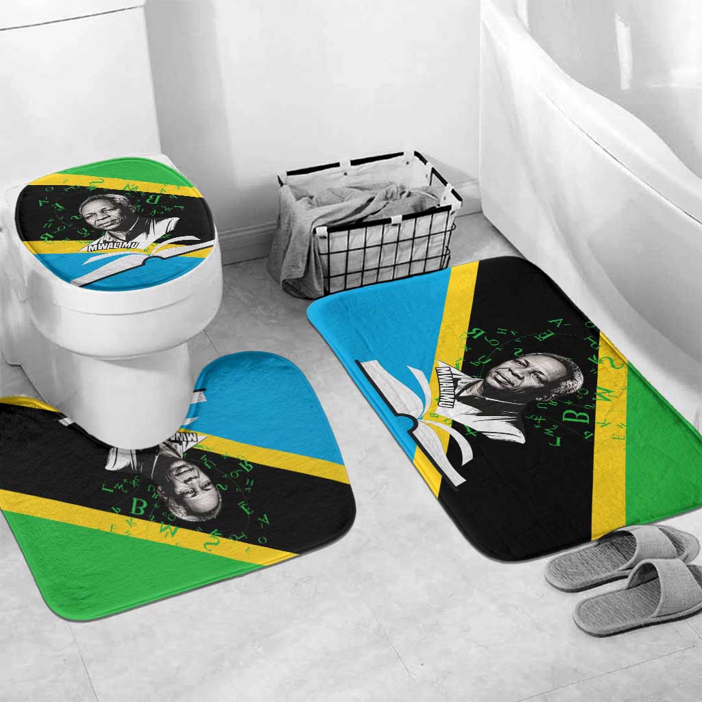 Julius Nyerere Bathroom Set Education is a Way of Fighting Poverty Quote and Tanzanian Flag Alphabet - African Pride