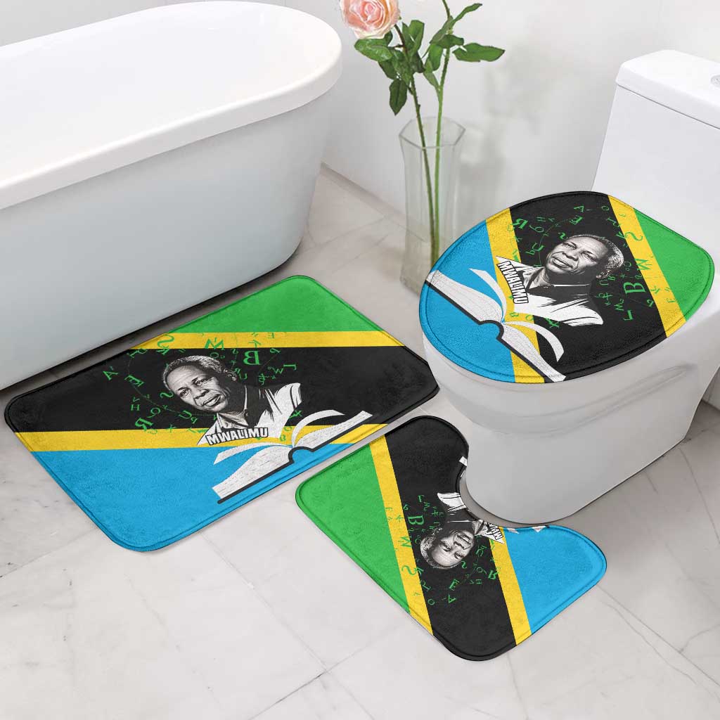 Julius Nyerere Bathroom Set Education is a Way of Fighting Poverty Quote and Tanzanian Flag Alphabet - African Pride