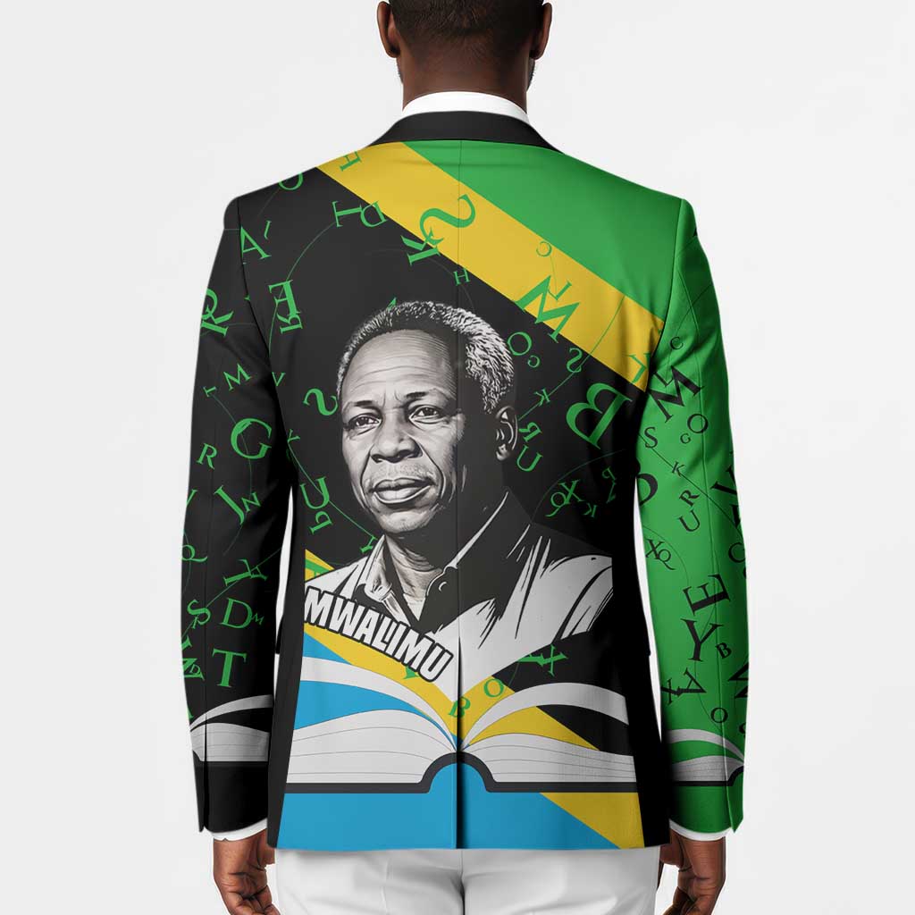 Julius Nyerere Blazer Education is a Way of Fighting Poverty Quote and Tanzanian Flag Alphabet - African Pride