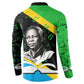 Julius Nyerere Button Sweatshirt Education is a Way of Fighting Poverty Quote and Tanzanian Flag Alphabet