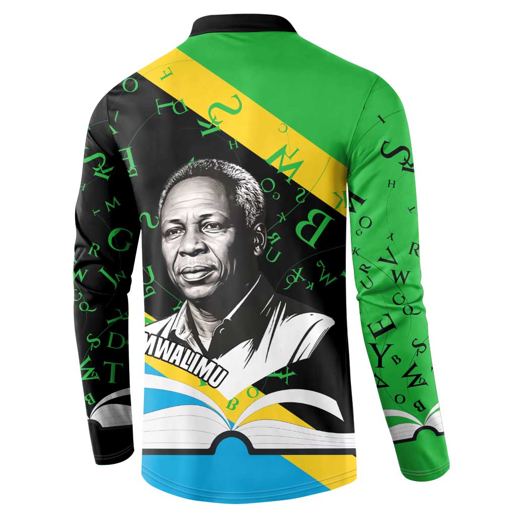 Julius Nyerere Button Sweatshirt Education is a Way of Fighting Poverty Quote and Tanzanian Flag Alphabet