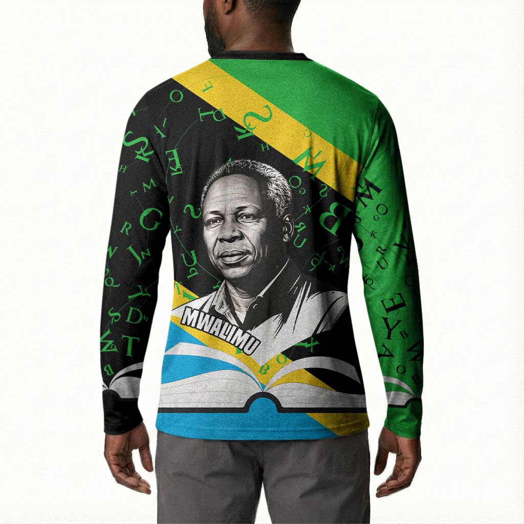 Julius Nyerere Button Sweatshirt Education is a Way of Fighting Poverty Quote and Tanzanian Flag Alphabet