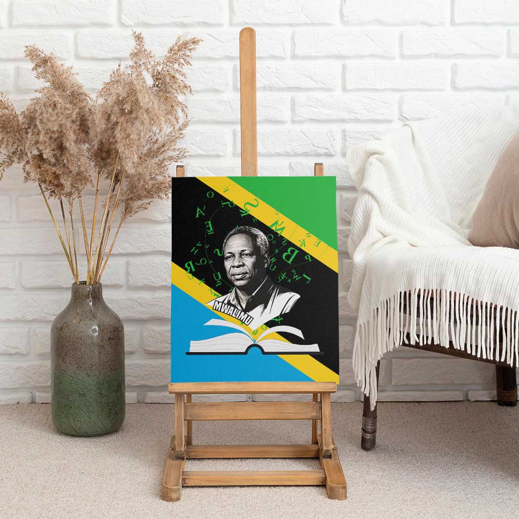 Julius Nyerere Canvas Wall Art Education is a Way of Fighting Poverty Quote and Tanzanian Flag Alphabet - African Pride