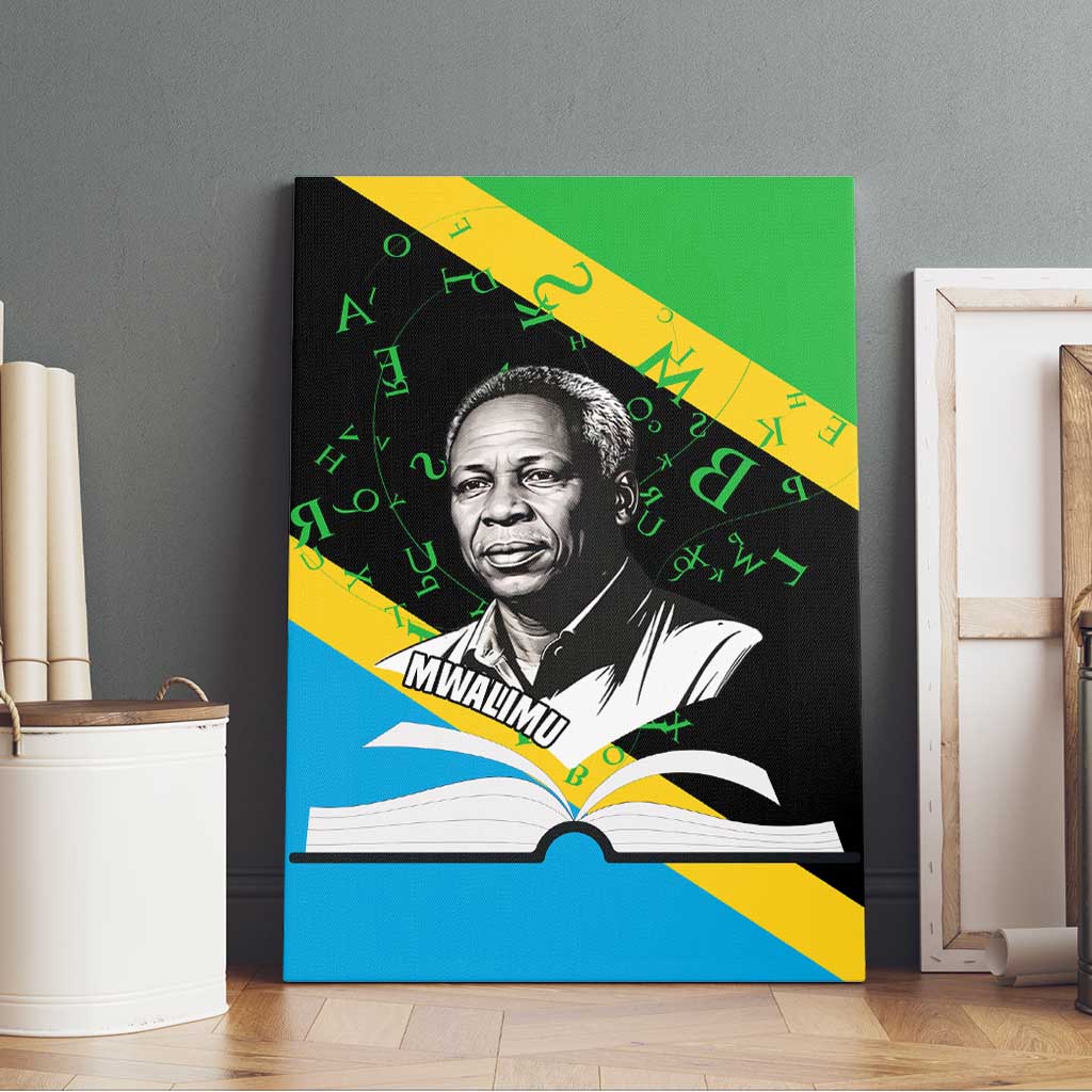 Julius Nyerere Canvas Wall Art Education is a Way of Fighting Poverty Quote and Tanzanian Flag Alphabet - African Pride