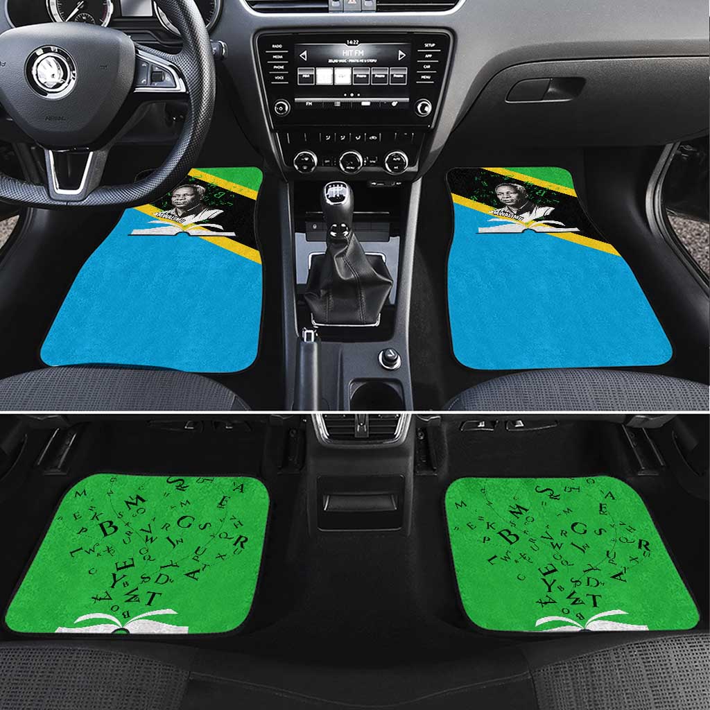 Julius Nyerere Car Mats Education is a Way of Fighting Poverty Quote and Tanzanian Flag Alphabet - African Pride