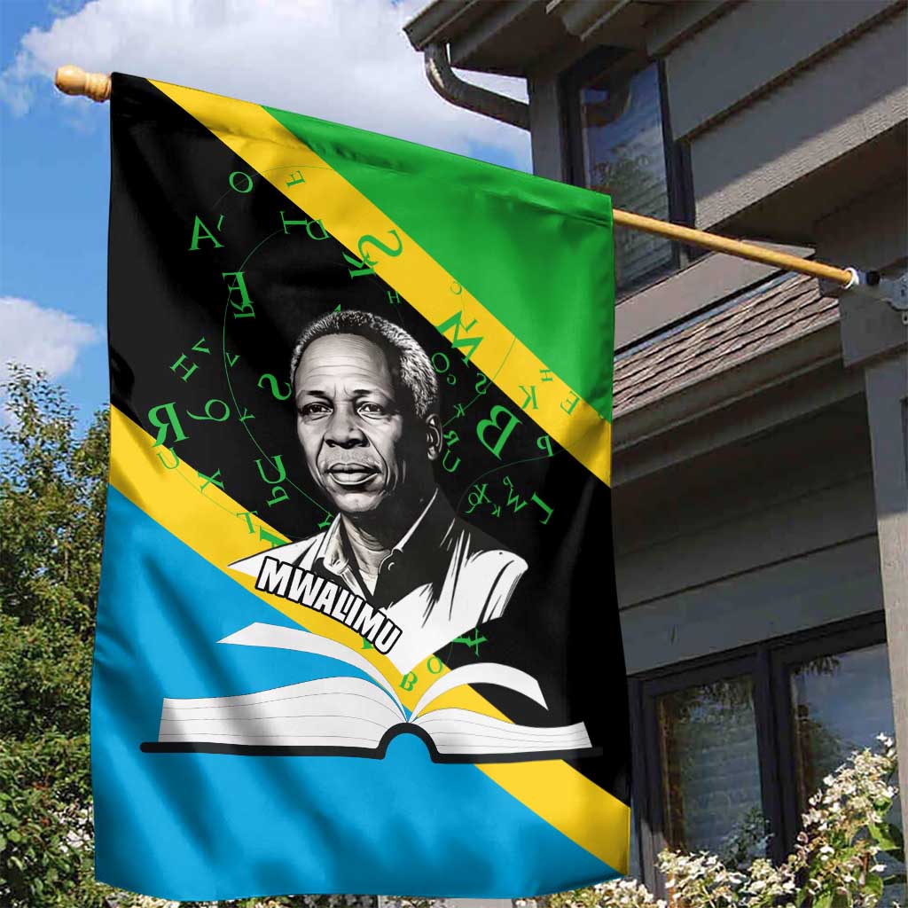 Julius Nyerere Garden Flag Education is a Way of Fighting Poverty Quote and Tanzanian Flag Alphabet - African Pride