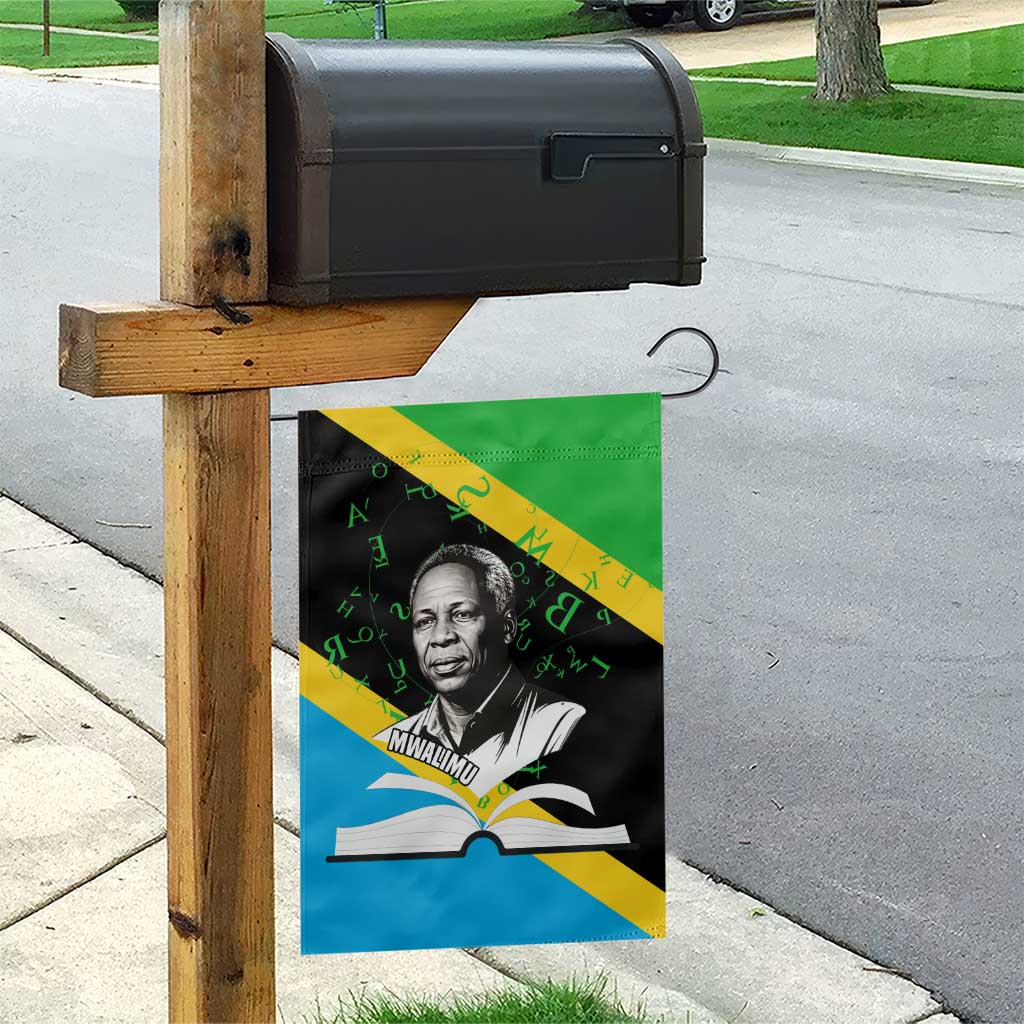 Julius Nyerere Garden Flag Education is a Way of Fighting Poverty Quote and Tanzanian Flag Alphabet - African Pride
