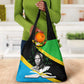 Julius Nyerere Grocery Bag Education is a Way of Fighting Poverty Quote and Tanzanian Flag Alphabet - African Pride